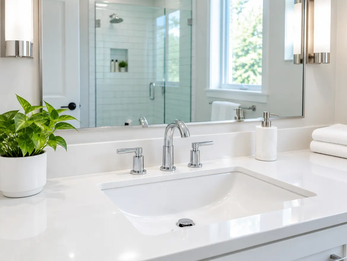 Bathroom vanity before cleaning (illustration)