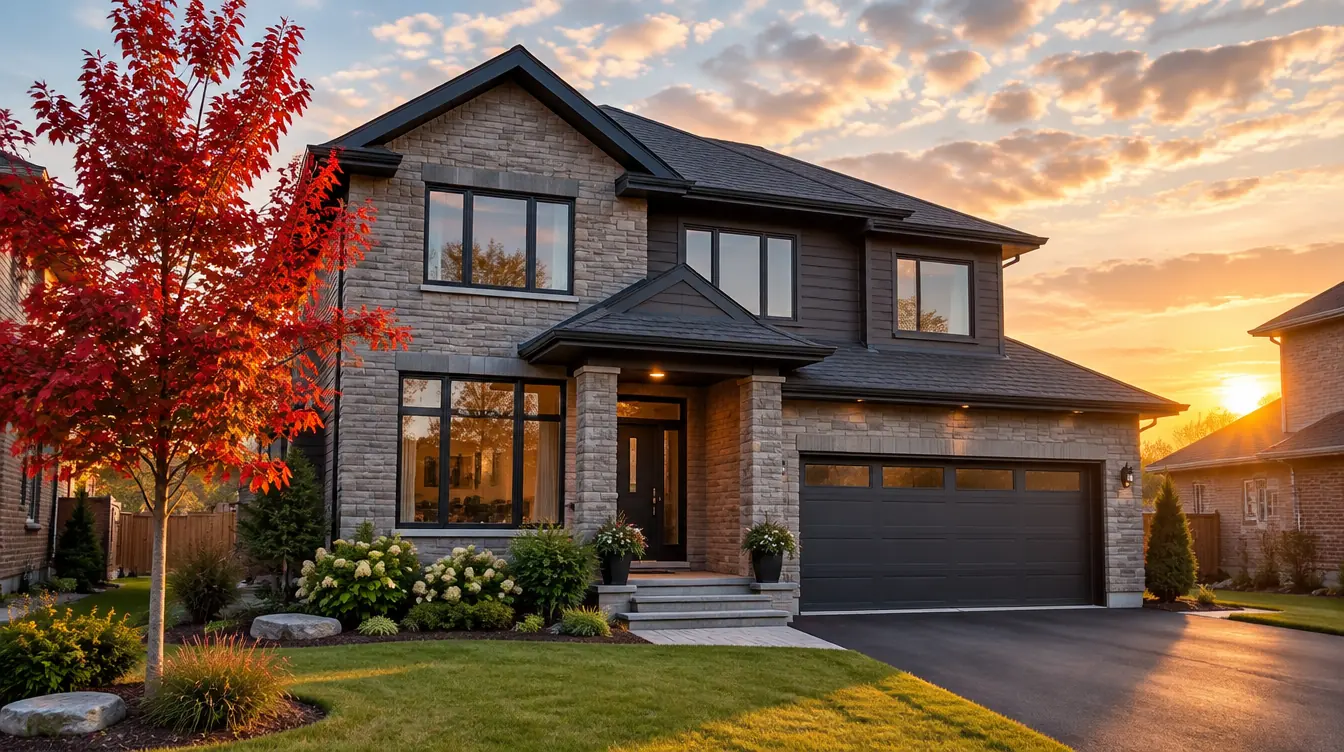 Stone family home with a maple tree